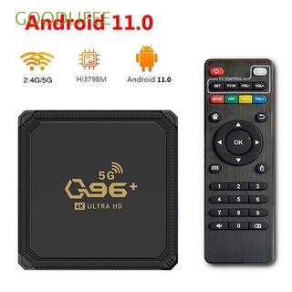 GOODLIFEE Q96 + 5G 2021 Set Top Box Smart Quad Core TV Bluetooth 2.4G/5.8G Dual WIFI 4K Media Player Home Theater 8GB + 128GB Android 10.0