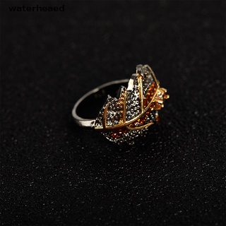 (waterheaed) anillos de boda retro para mujeres oro negro hojas anillo femenino joyería accesorios en venta