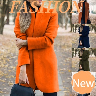 [venta] collar de pie de color sólido para mujer/abrigo de otoño/invierno/punto abierto/abrigo largo de lana/ropa de abrigo