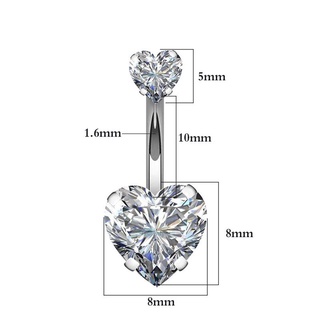 DAHUO Acero Quirúrgico Ombligo En Forma De Corazón Diamantes De Imitación Cristal Anillos Cuerpo Joyería/Multicolor (4)