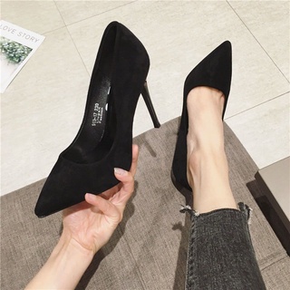 Cinco centímetros de tacón alto punta Stiletto negro zapatos de trabajo profesionales con 9-5 cm7 regalo arrugas