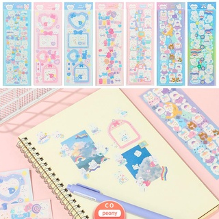 PEONYFLOWER Album Laser Sticker Kawaii DIY Idol Cards Rabbit Bear Decor Stickers Label Korean Stationery Photo Diary Scrapbooking Decorative