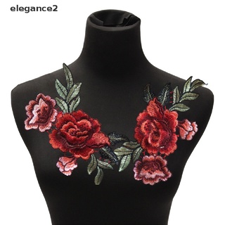 [elegance2] 2 unids/set de parches de flores de rosas bordados florales para bricolaje [elegance2]