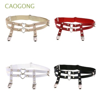 CAOGONG Gothic Women Suspenders Thigh Harness Rivets Leg Ring Heart Girls Body Jewelry Punk PU Cool Pentagram Korean Style Garter Belt/Multicolor