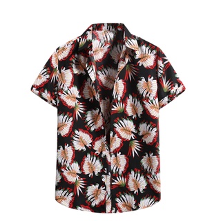 Bks Camiseta Casual hawaiana floreado con Manga corta Para verano (3)