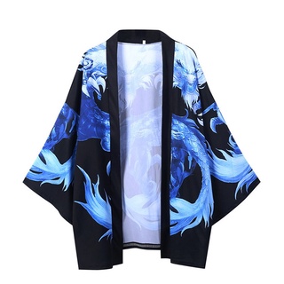 [GCEI] chamarra de punto Kimono de los hombres de la moda de gran tamaño camisas impresas