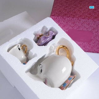 Linda belleza y la bestia teteras Mrs Potts Chip tetera taza conjunto de regalos de navidad teteras de cerámica conjunto (6)