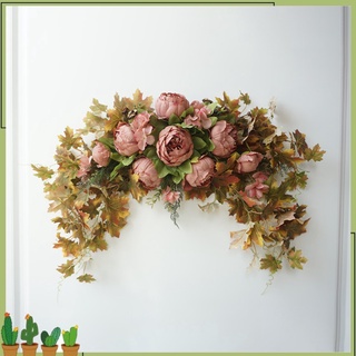 bolonia - corona de simulación llamativo realista de aspecto de seda sintética flor de corona artificial diy decoración de boda para el hogar