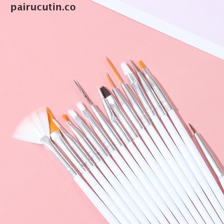 (newwww) 15 bolígrafos de uñas uv gel diseño pintura arte pincel set para salón manicura diy herramienta [pairucutin]
