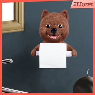 soporte decorativo de papel higiénico de dibujos animados lindo pequeño oso forma de oso montado en la pared rollo de papel higiénico estante para baño