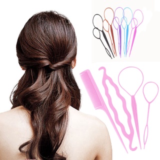 [color] 4 unids/set mujeres peinado herramienta twist clip bun maker plait ponytail accesorios