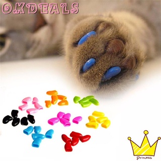 Okdeals - juego de 20 fundas de garras de perro suave, color Mult, para aseo de mascotas, gato, pata de gato, nuevo pegamento, silicona protectora no tóxica, Multicolor