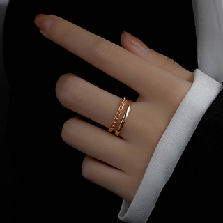 Apertura de doble capa paralela ajustable anillo femenino Ins Simple personalidad Simple anillo femenino moda dulce corazón joyería