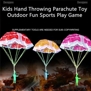 <dengyou> 2 piezas de lanzamiento de mano para niños juego de paracaídas juguete soldado deportes al aire libre niños juguete
