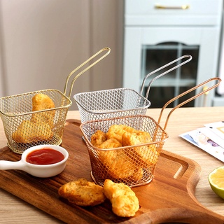 club square papas fritas cesta frita de metal filtro de alimentos colador herramienta de cocina