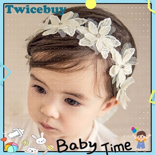 Twicebuy banda elástica de encaje con flores de imitación para bebés/accesorios para el cabello
