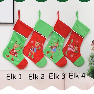 calcetines de navidad de felpa para navidad, adornos de navidad, alce, bolsas de regalo (2)