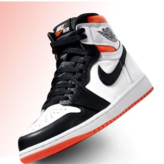 nike zapatillas air jordan 1 aj1 negro y blanco naranja alta parte superior zapatos de baloncesto 555088-180