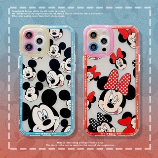 Para iPhone 7/8Plus 11/12Pro Max teléfono caso suave TPU lindo de dibujos animados Color frontera Mickey Minnie a prueba de polvo a prueba de golpes cubierta protectora