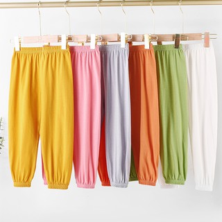 [lf] Pantalones largos para niños de algodón para niños Bloomers niñas de Color sólido pantalones casuales para niños de 100-160 cm para primavera verano