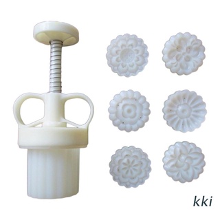 kki. Plastic Mooncake Mold 35g Flower Stamp Cookie Cutter Mould Hand Pressure Baking