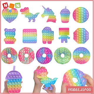 [Ne] Macaron Rainbow Push Pop It ti Fidget juguete burbuja Fidget niños Sensorial colorido alivio del estrés juguetes