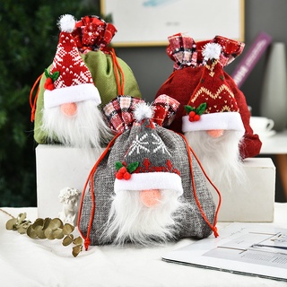 Regalo de Navidad Bolsa de dulces de Navidad cara muñeca sin Amazon Navidad cordón bolsa manzana bolso bolso creativo