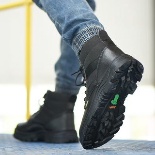 zapatos de seguridad/botas de seguridad de corte mediano de acero puntera de acero zapatos de trabajo de los hombres impermeable táctica botas de soldadura zapatos de senderismo zapatos (5)