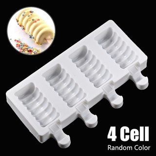 4 células de silicona de grado alimenticio helado molde de jugo congelado paletas fabricante de hielo Lolly atozshopeemall