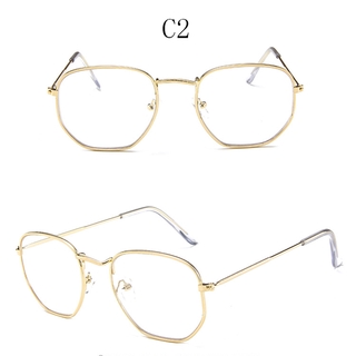 plano hexagonal gafas de lente masculino/mujer estilo/vintage femenino cuadrado sexy metal gafas retro moda unisex para las mujeres poligonal salvaje señoras gafas (4)