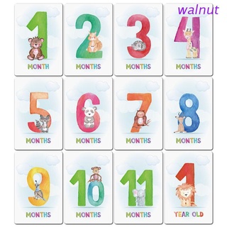 walnut 12 Pcs Month Sticker Baby Photography Milestone Memorial Monthly Newborn Card