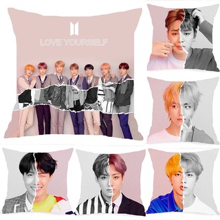 Kpop Men's Team BTS Bangtan Boys Peach Skin Cushion Cover Pillow Throw Home Decoration 18'' (1)