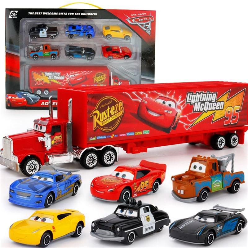 7 en 1 Disney Pixar Cars 2 McQueen Metal juguetes modelo coche niños coche juguetes regalo de cumpleaños para niño (2)