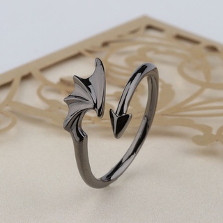pillowlips moda esmalte pareja anillos de aleación anillos románticos ángel diablo ala anillos de compromiso parejas anillos (5)
