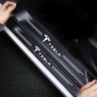 4 Uds pegatina de coche decoración de puerta decoración protectora modificada para Tesla modelo S 3 X Y accesorio de protección de umbral