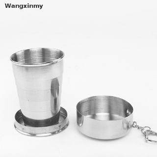 [wangxinmy] 75 ml creativo de acero inoxidable plegable taza portátil de viaje al aire libre con llavero venta caliente