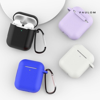[paulom] caja protectora de silicona para audífonos con cordón para air-pods 1 2