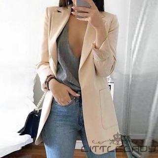 Mujer Slim Casual Blazer chaqueta Top Outwear manga larga carrera Formal larga