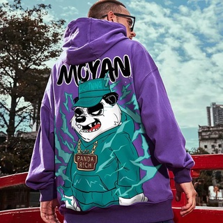 Winter New Spot Men's Super Dalian Hoodie Fashion China Flame Panda Print Hooded Sweater Couple Hooded Pullover Men's and Women's Jackets