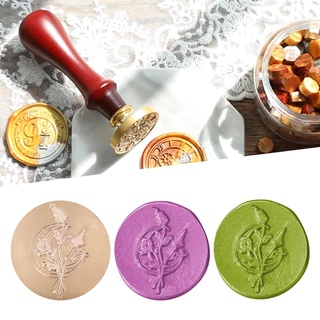 ☊HOME_Wax Seal Stamp Round Antique Flower Sealing Wax Stamp Head Hobby Tools (A)☊