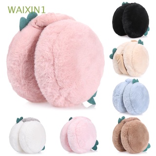 Waixin1 Outono Inverno Mulheres Cor Sólida Pele Confortável Quente Earmuffs Pelúcia calentadores De orejas/Multicolor (1)