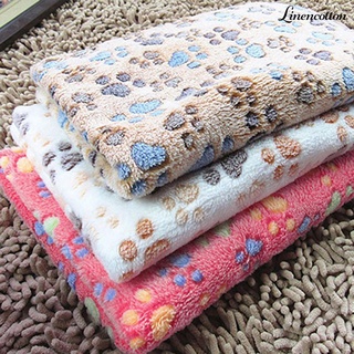 [Linen] manta para mascotas suave y cómoda portátil de lana pata hueso impreso gato perro cama cojín para el hogar