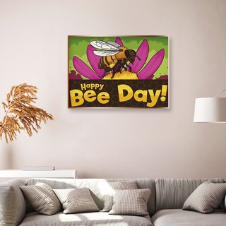 happy bee day 5d diy - kits de pintura de diamante, resina redonda, arte de pared (6)