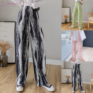 Mujer cintura alta cortina casual fregado pantalones de un tamaño pantalones