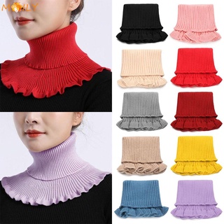 Moily invierno moda a prueba de viento desmontable con orejas de madera mujeres bufanda de punto falso Collar/Multicolor