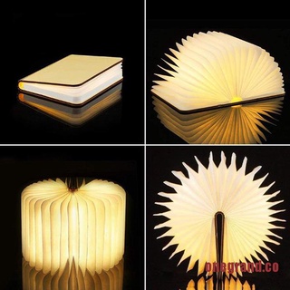 ONEGAND Portable 3 Colors 3D Creative LED Book Night Light Wooden 5V USB Rechargeable