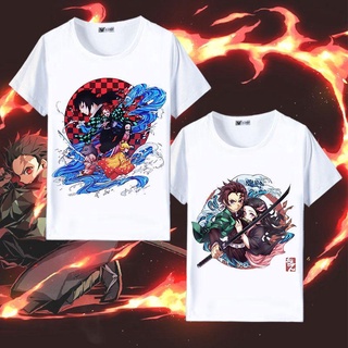 [tops Para niños]Demon Slayer camarada niño verano delgado estudiante camiseta Anime niña manga corta camiseta blanca