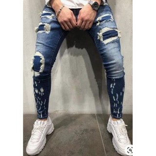Pantalones vaqueros de los hombres de la moda europea y americana de impresión de los hombres pantalones de la motocicleta skinny jeans