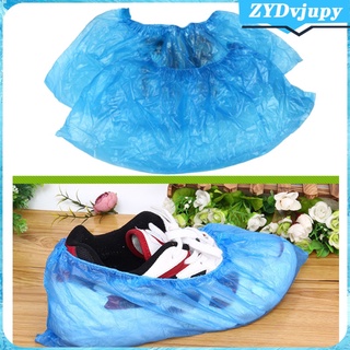 100 cuentas de plástico azul desechables overshoes antideslizante lad rain zapatos cubre