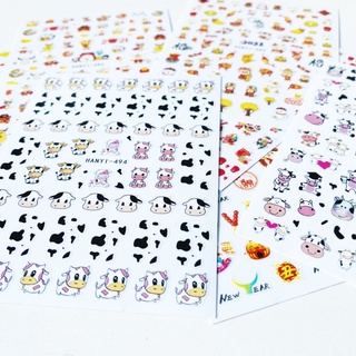 BREUES DIY New Year Nail Art Black White Nail Art Decor Nail Stickers Mix Spots 3D Chinese Elements Cute Cow 2021 New Year Self Adhesive Manicure Decals (7)